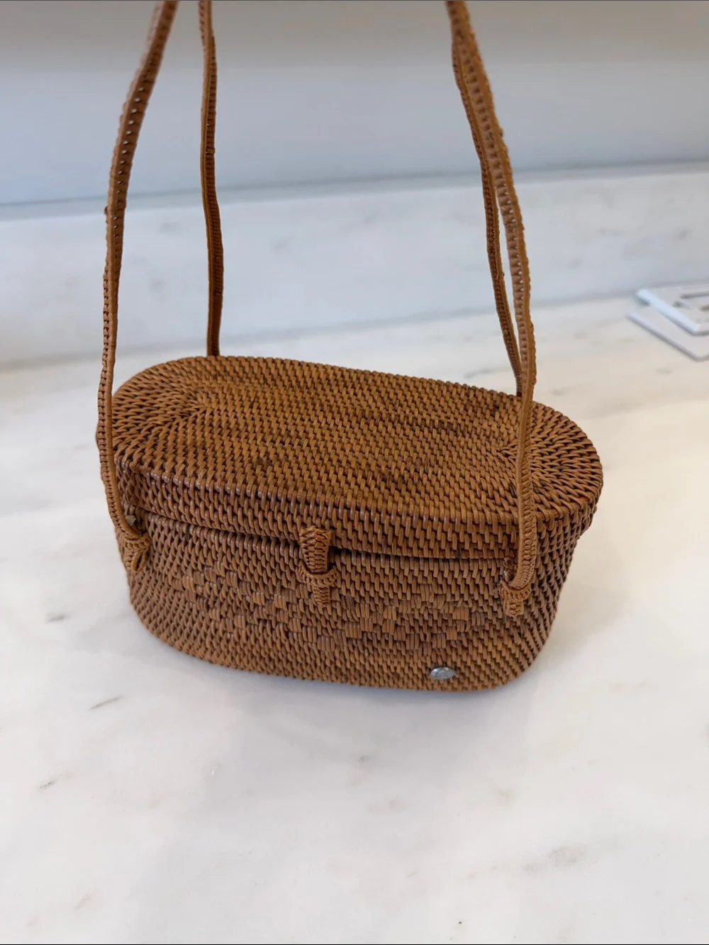 Helen Kaminski Tan Woven Oval Crossbody